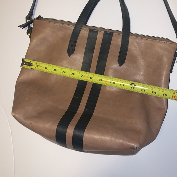 Madewell Tan Leather Crossbody Bag with Black Stripes - Picture 10 of 10